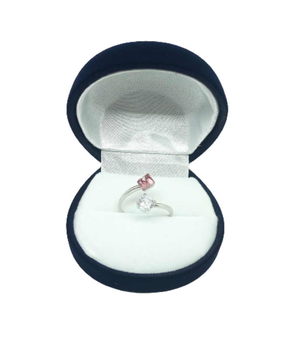 Anillo de plata 925 con cristal austriaco rosa romantic