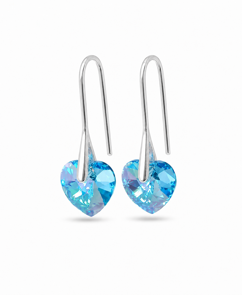 Aros de plata 925 corazón cristal celeste regalo