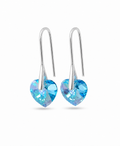 Aros de plata 925 corazón cristal celeste regalo