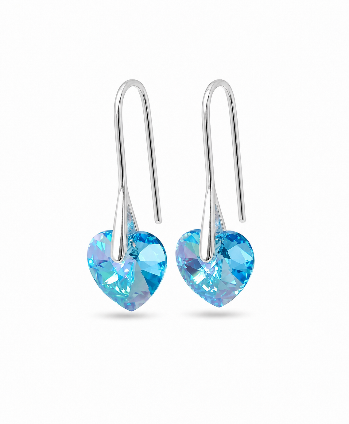 Aros de plata 925 corazón cristal celeste regalo