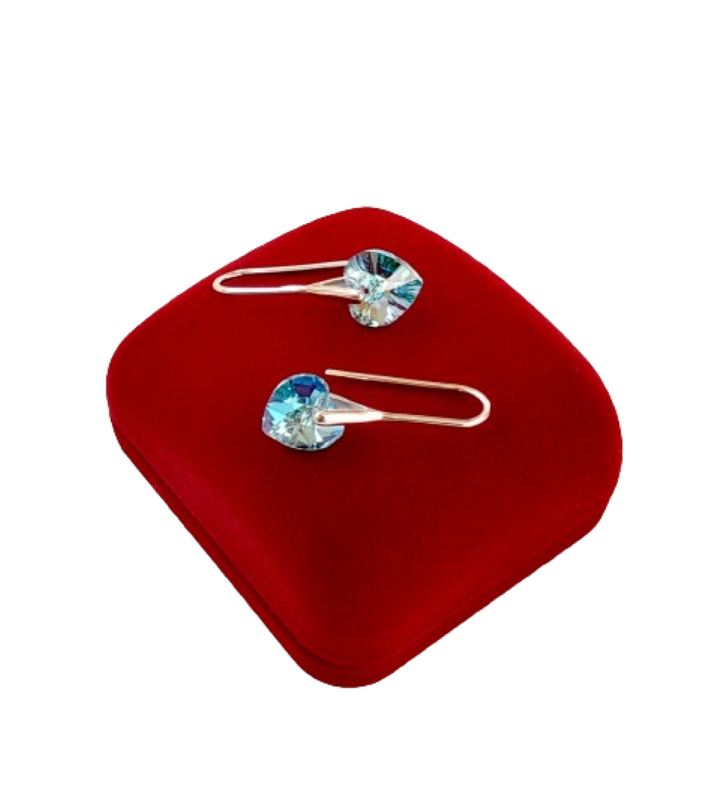 Aros de cristal austriaco aguamarina plata 925