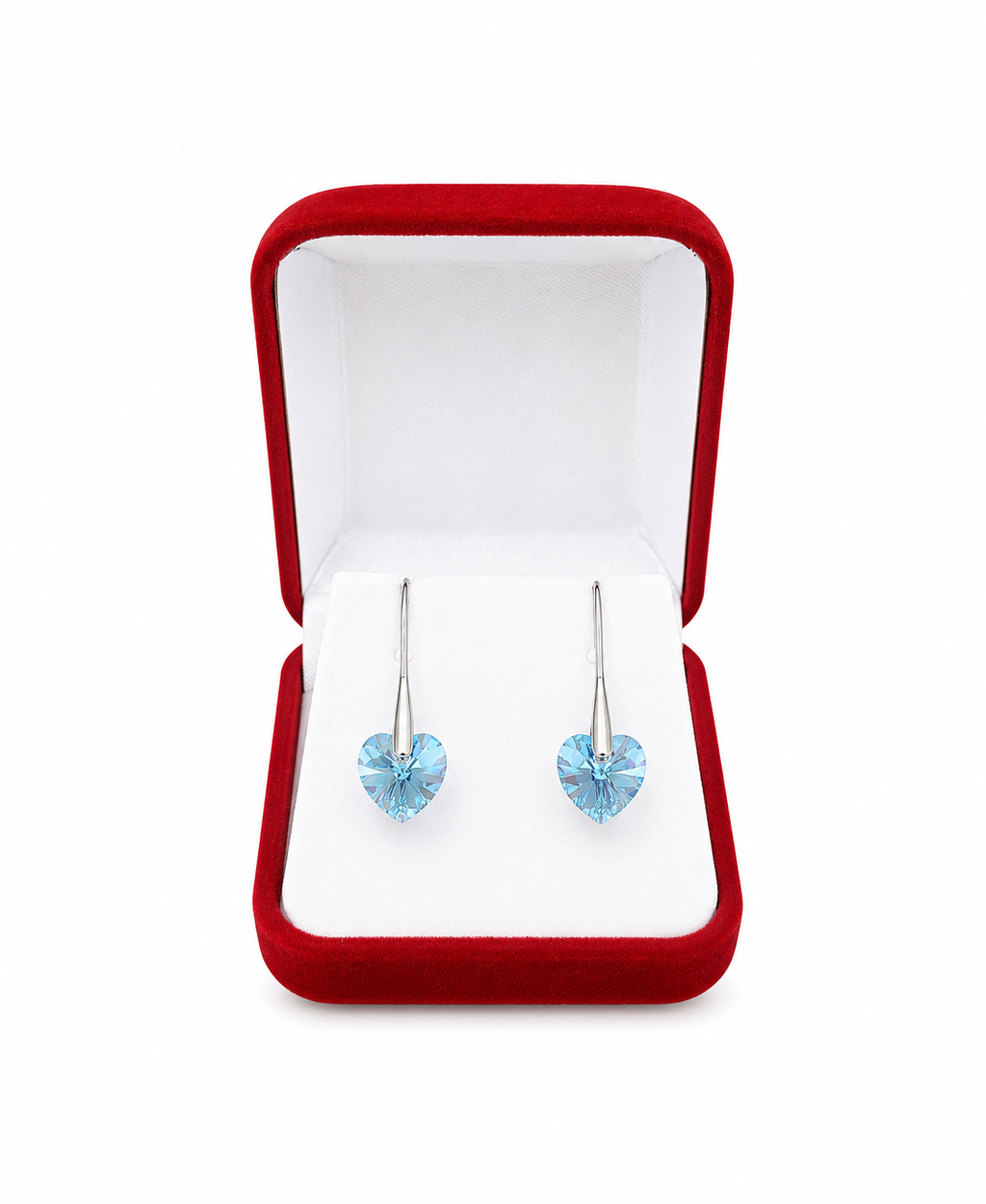 Aros de plata 925 corazón cristal celeste regalo