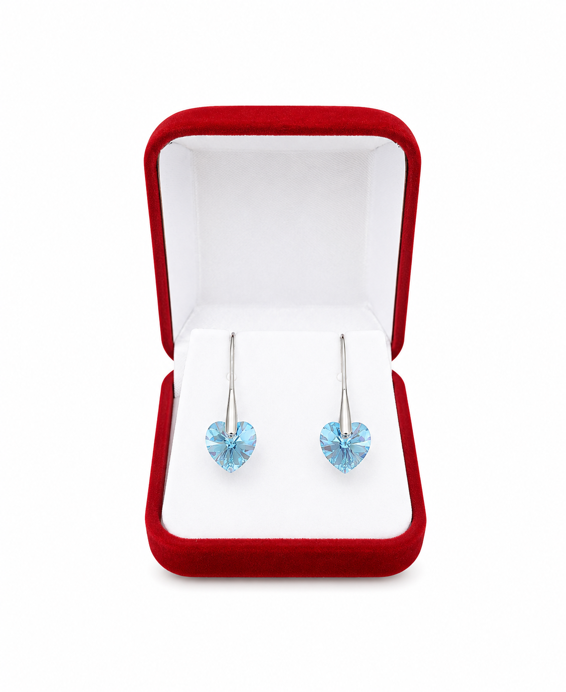 Aros de plata 925 corazón cristal celeste regalo