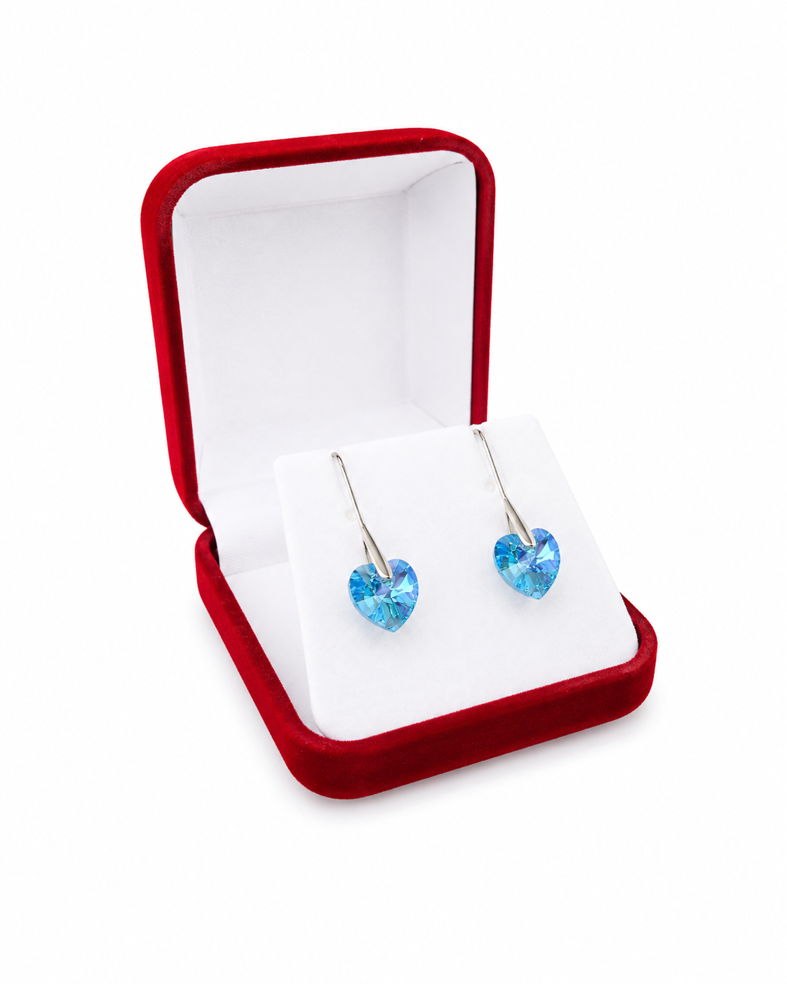 Aros de plata 925 corazón cristal celeste regalo