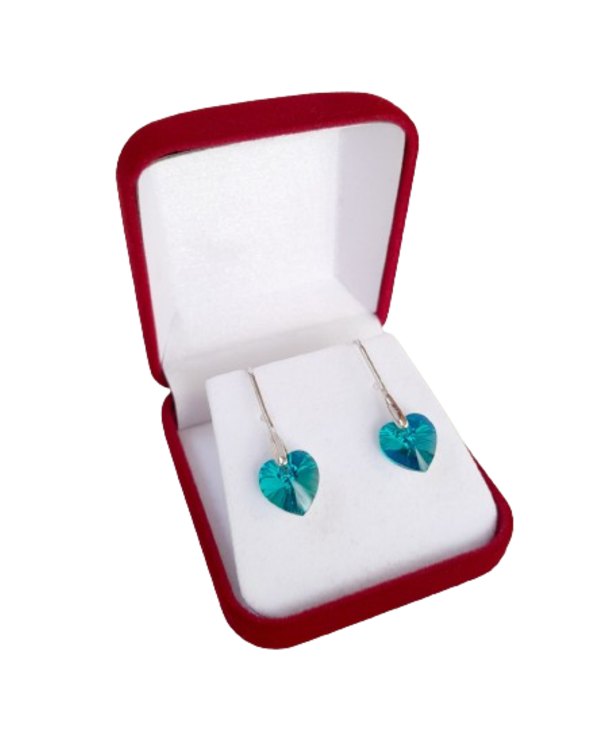 Aros corazón blue zircon cristal premium plata 925
