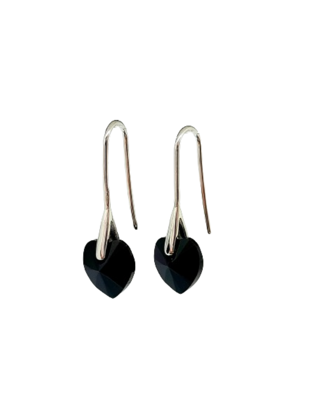 Pendientes heart black cristal austriaco y plata 925