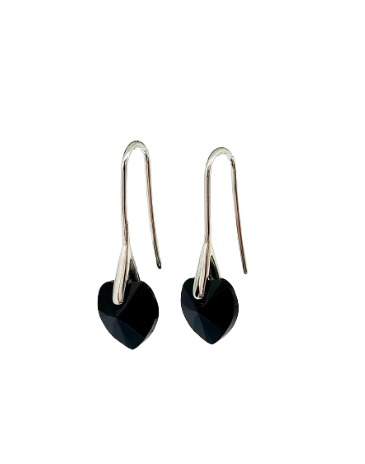 Pendientes heart black cristal austriaco y plata 925