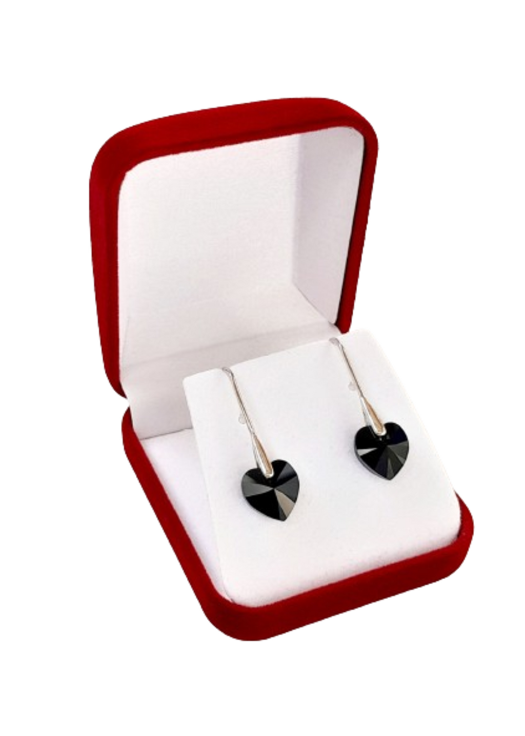 Pendientes heart black cristal austriaco y plata 925