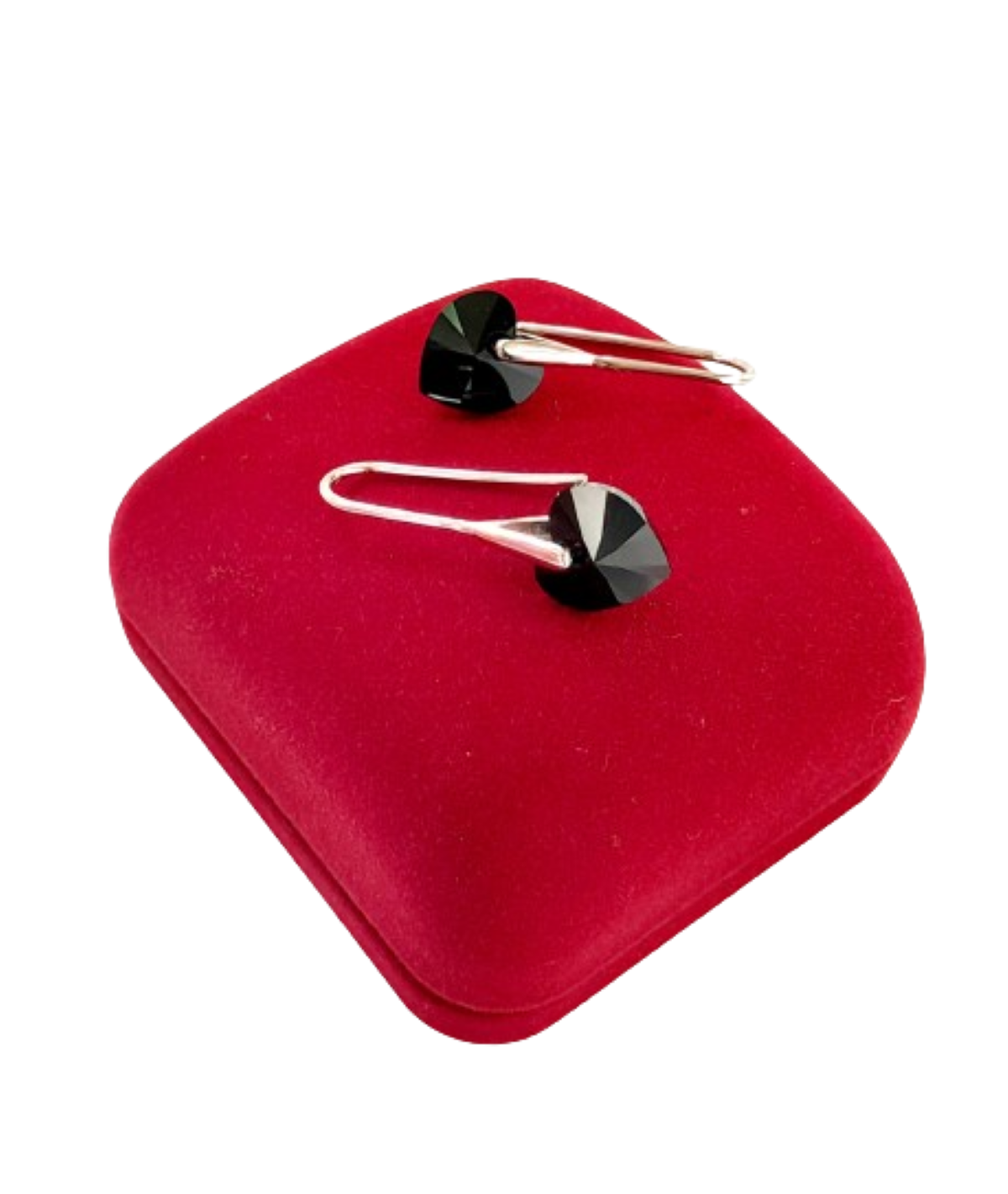Pendientes heart black cristal austriaco y plata 925