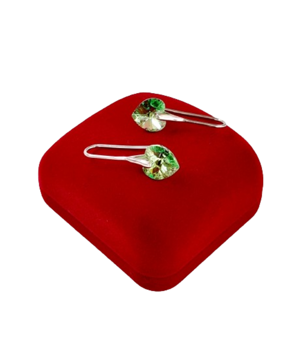 Pendientes de mujer peridot cristal austriaco y plata 925