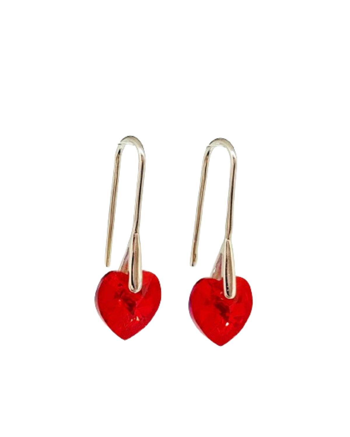 Pendientes corazón rojo san valentín cristal austriaco y plata 925