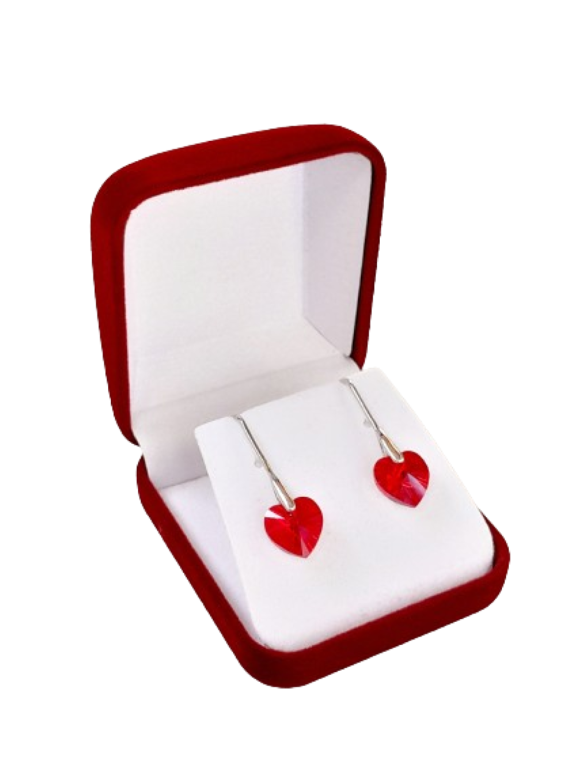 Pendientes corazón rojo san valentín cristal austriaco y plata 925