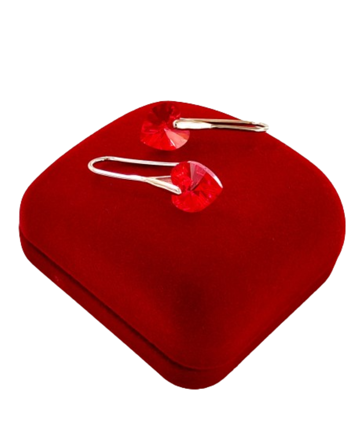 Pendientes corazón rojo san valentín cristal austriaco y plata 925