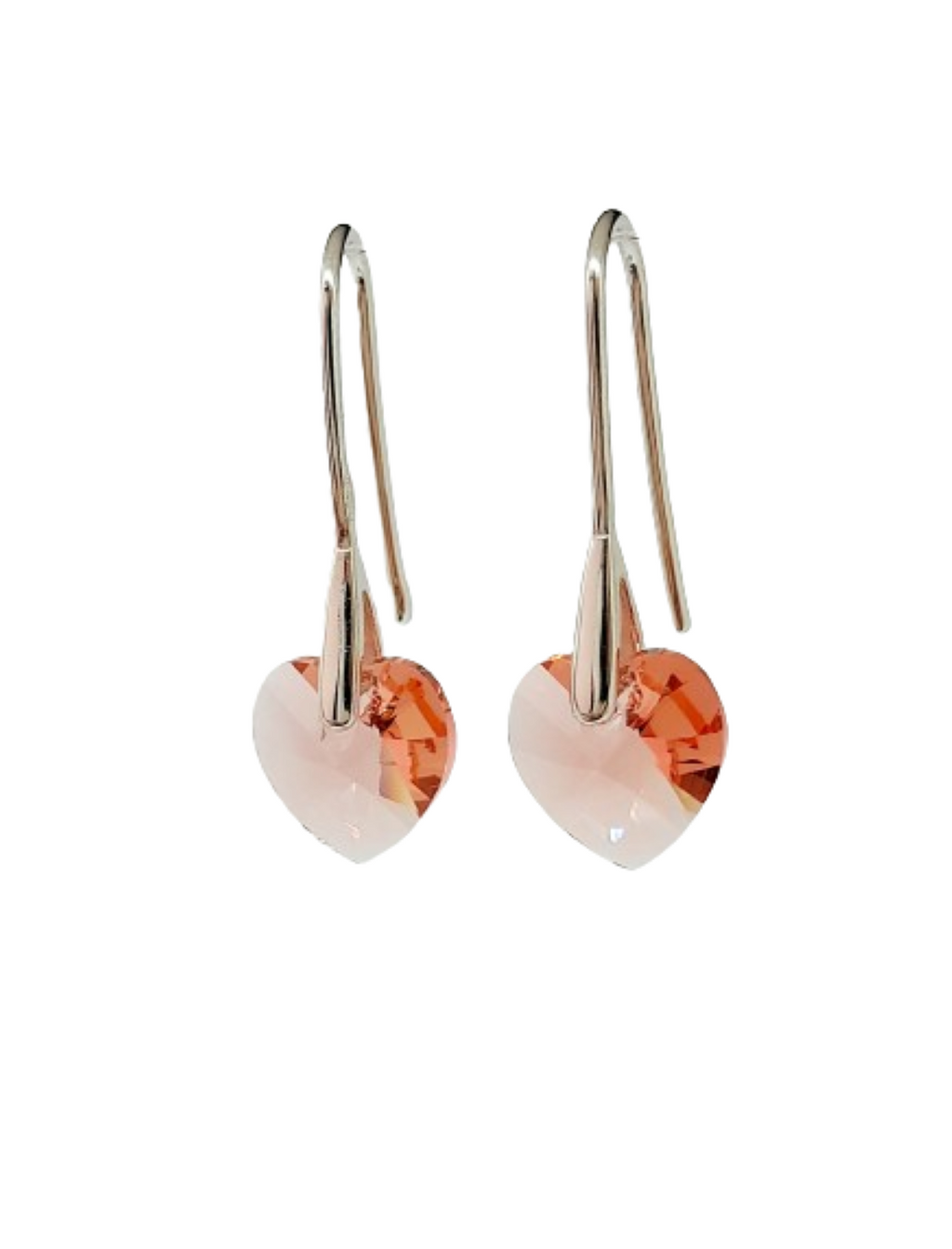 Aros de corazón peach plata 925 regalo de lujo