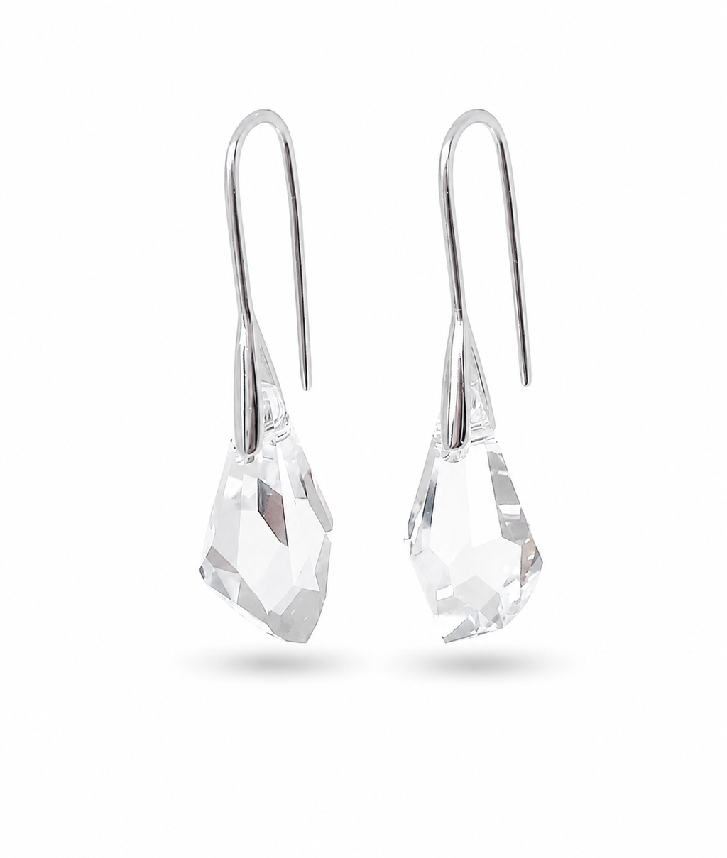 Aros de plata 925 de lujo polygon drop crystal