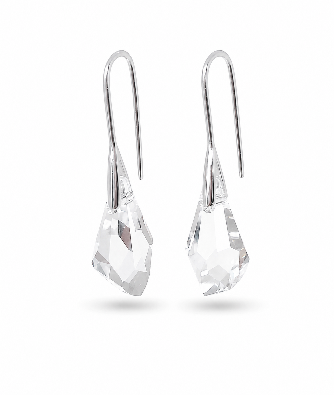Aros de plata 925 de lujo polygon drop crystal