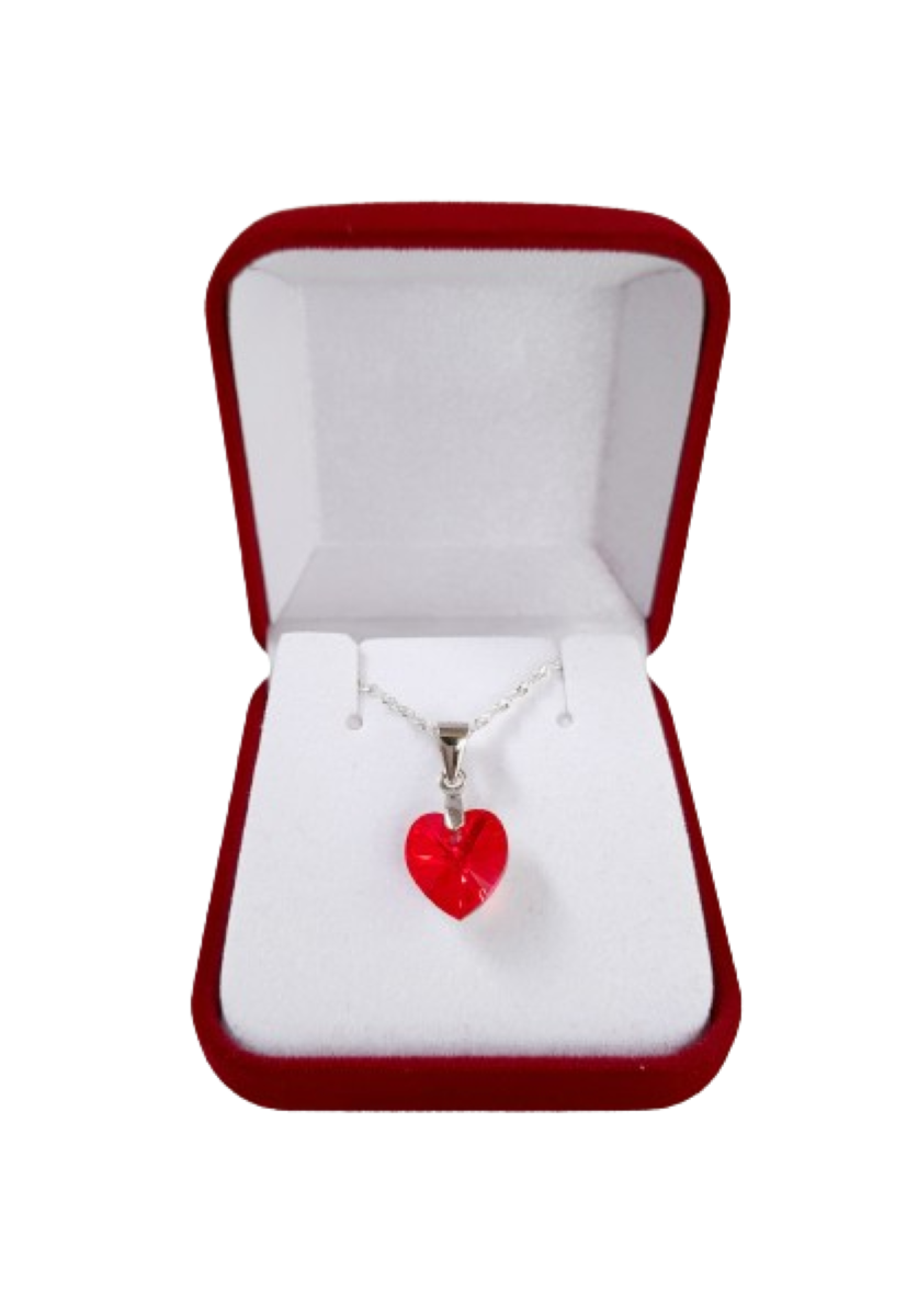 Collar de corazón rojo cristal regalo mujer