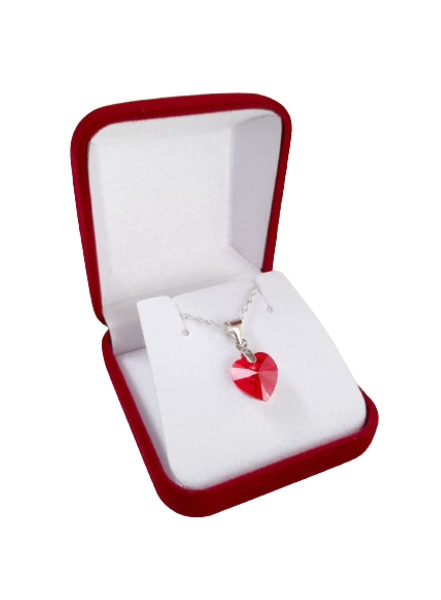 Collar de corazón rojo cristal regalo mujer
