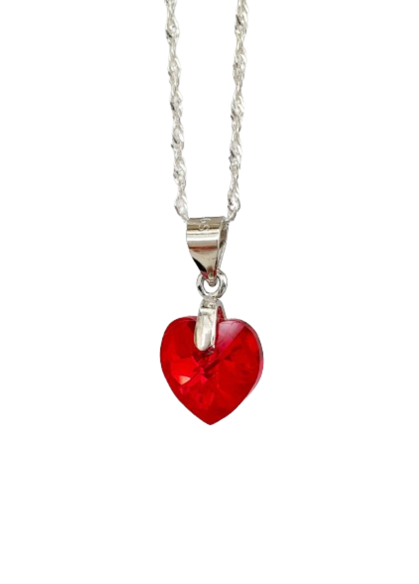Collar de corazón rojo cristal regalo mujer