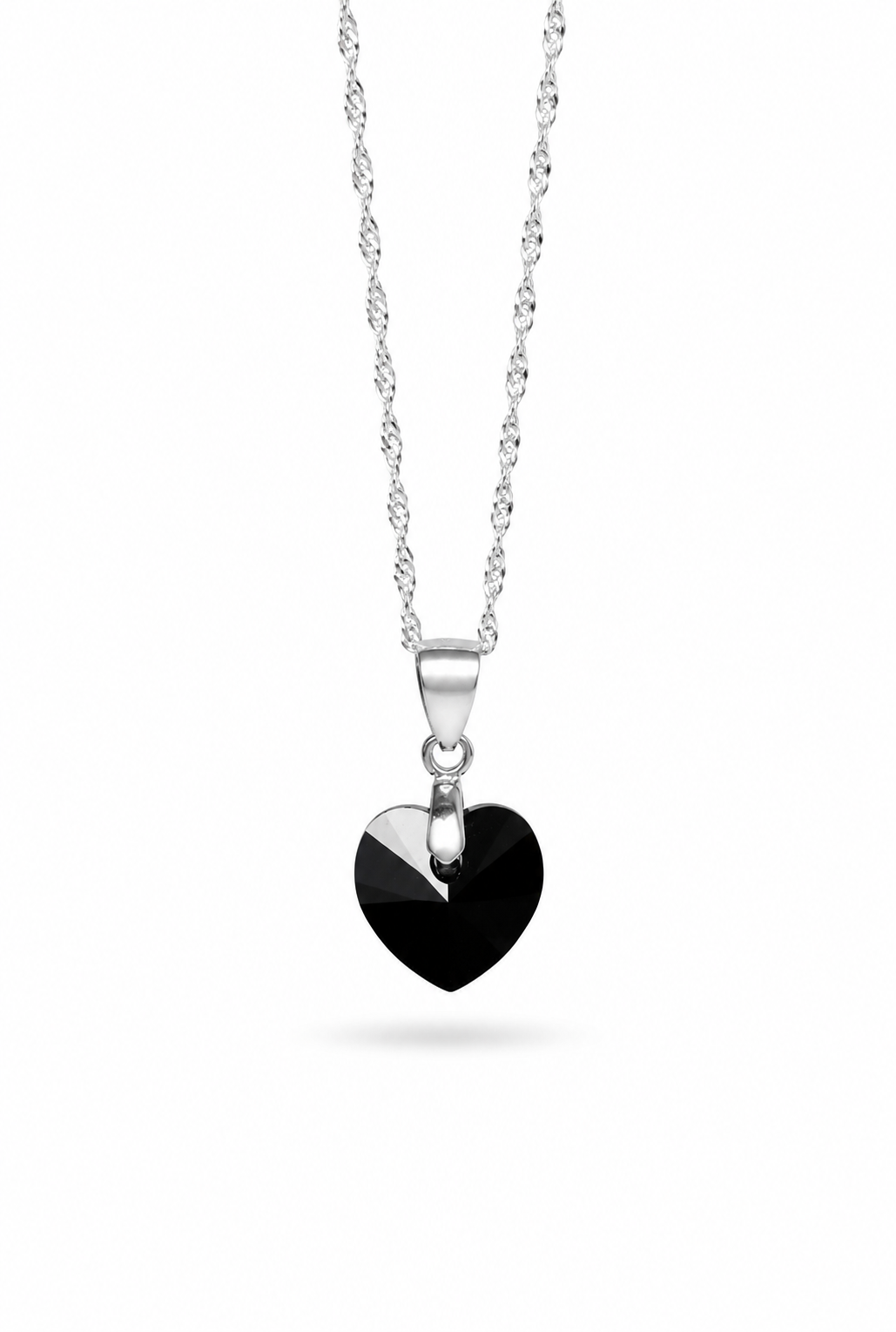 Collar de corazón negro de cristal regalo mujer