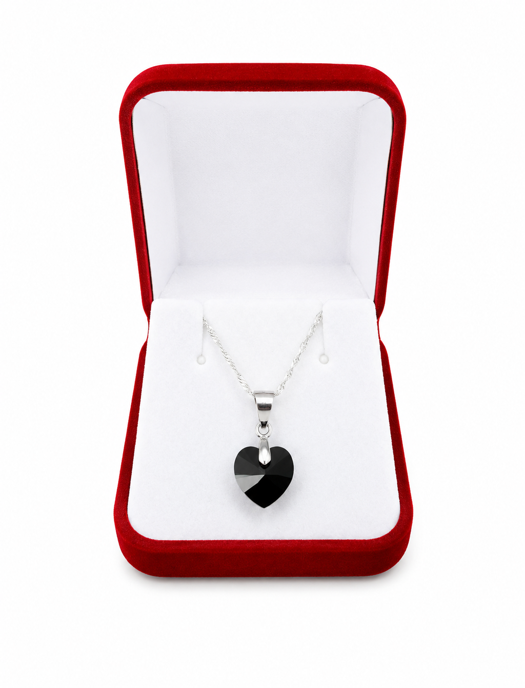 Collar de corazón negro de cristal regalo mujer