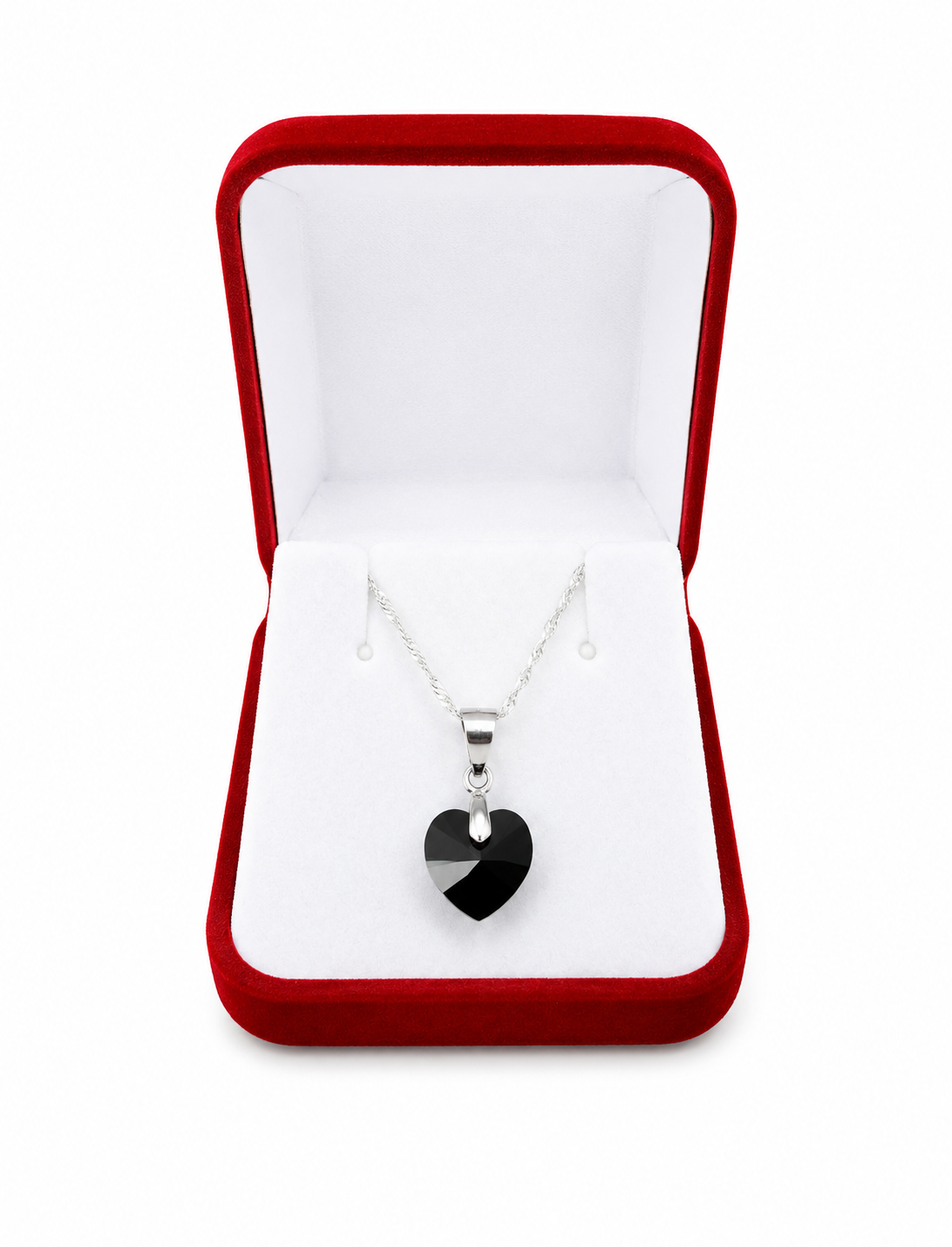 Collar de corazón negro de cristal regalo mujer