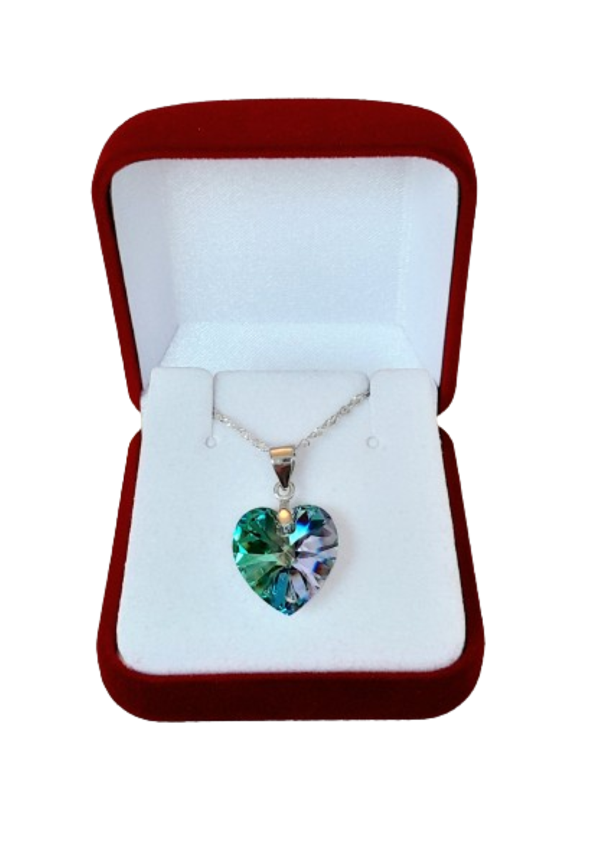 Colgante corazón vitrail regalo para mujer plata 925