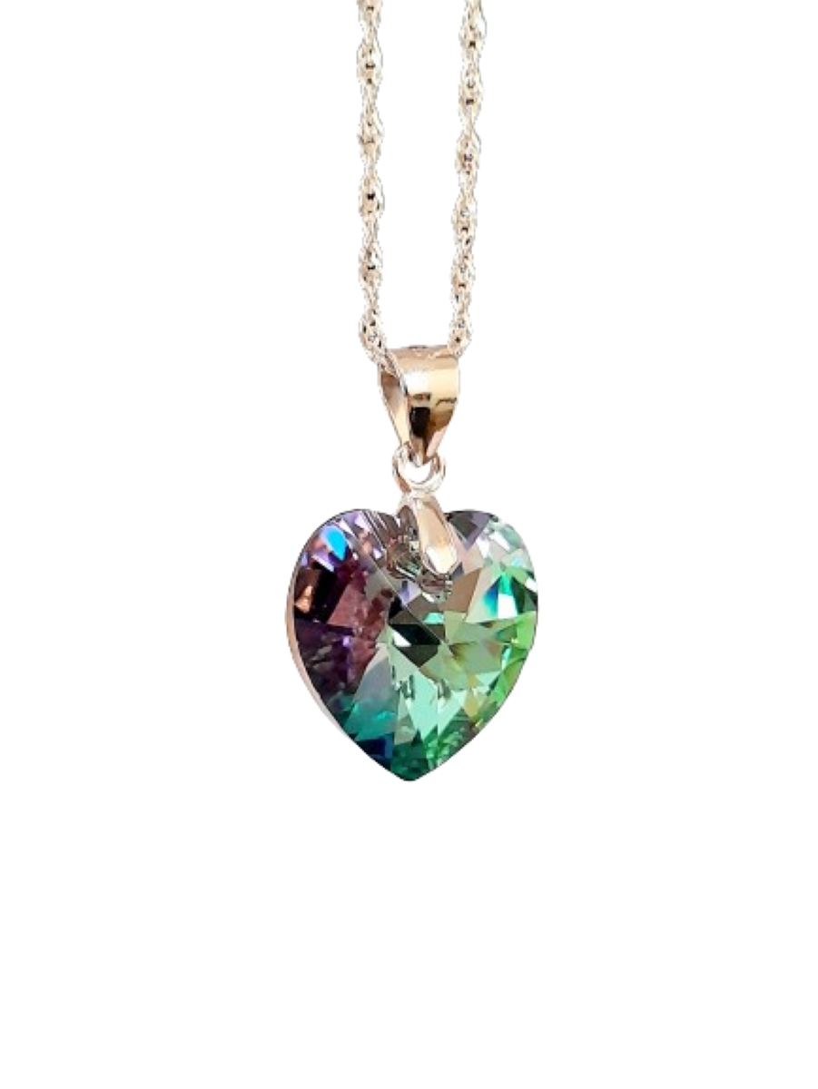Colgante corazón vitrail regalo para mujer plata 925