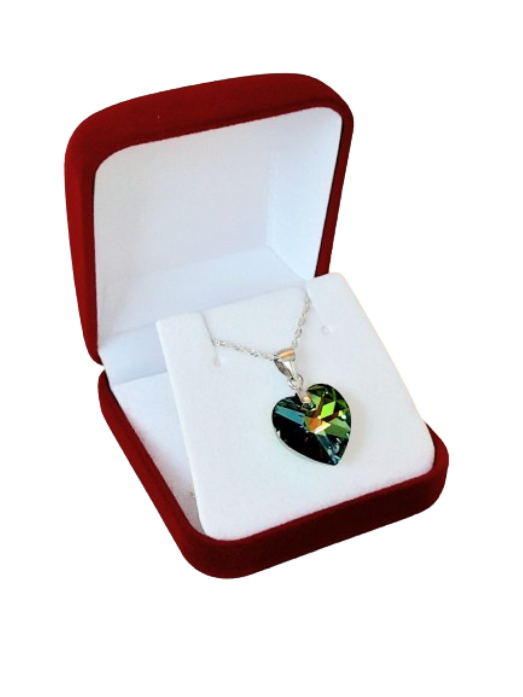 Collar de plata 925 y cristal austriaco verde tornasol