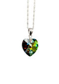 Collar de plata 925 y cristal austriaco verde tornasol