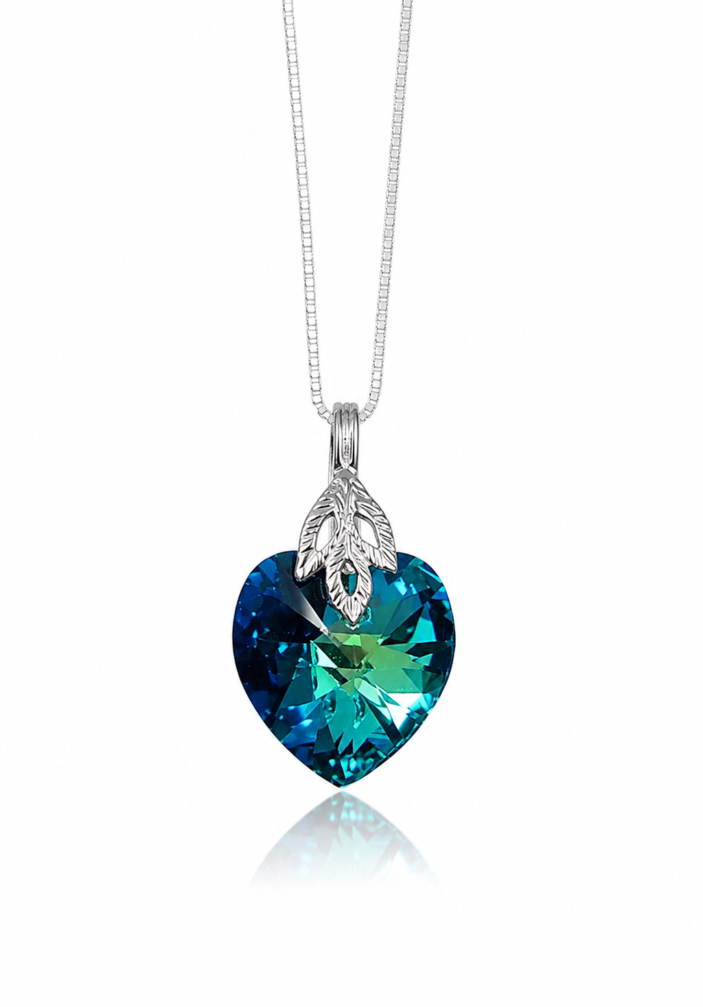 Collar Premium de corazón 18mm azul titanic plata 925