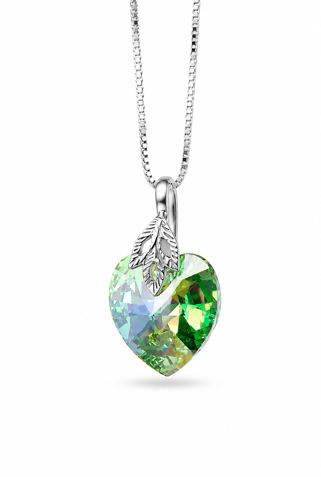 Collar Premium de corazón 18mm peridot plata 925 regalo