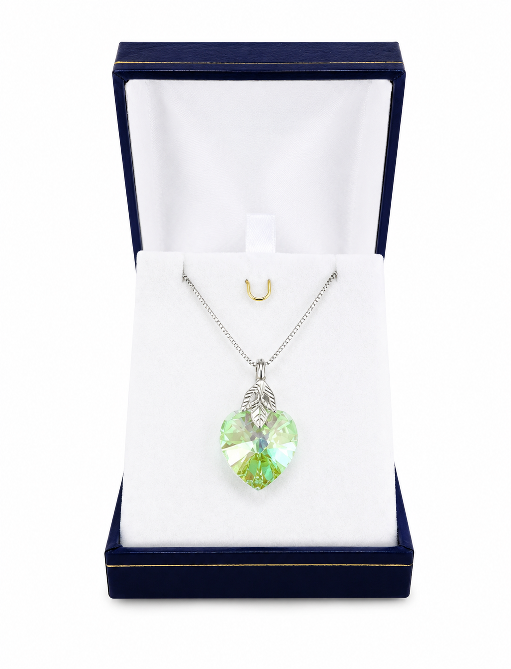 Collar Premium de corazón 18mm peridot plata 925 regalo