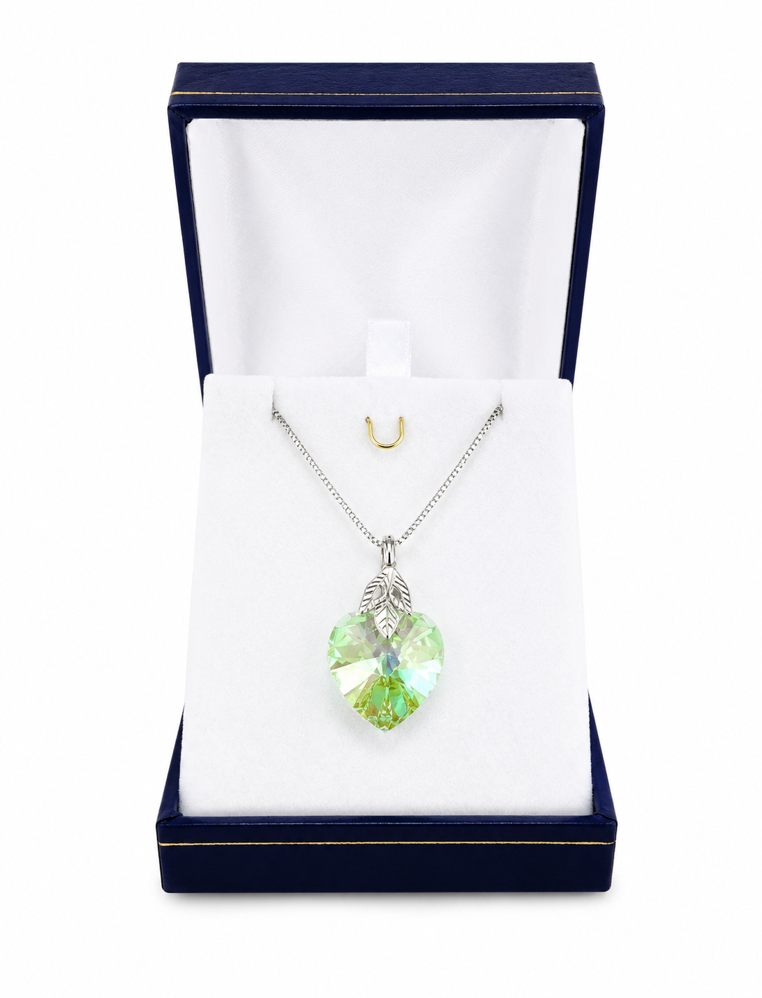 Collar Premium de corazón 18mm peridot plata 925 regalo