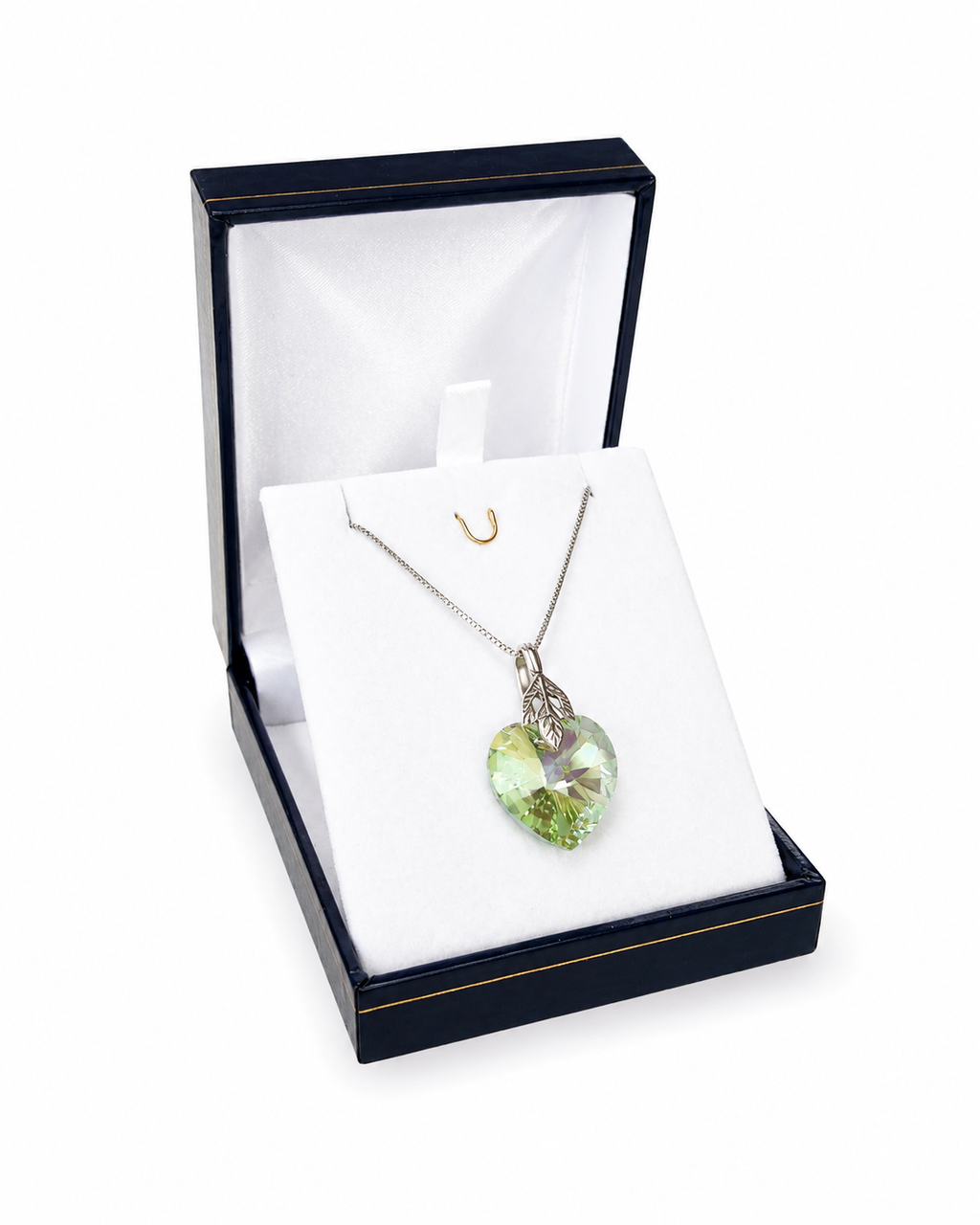 Collar Premium de corazón 18mm peridot plata 925 regalo