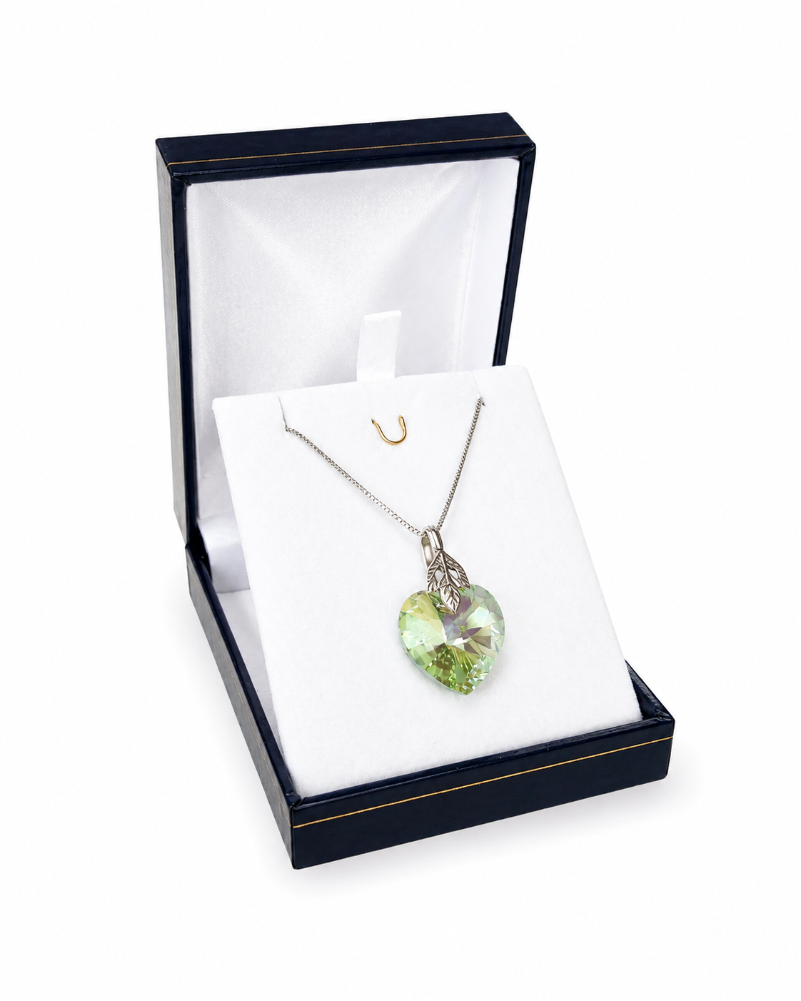 Collar Premium de corazón 18mm peridot plata 925 regalo