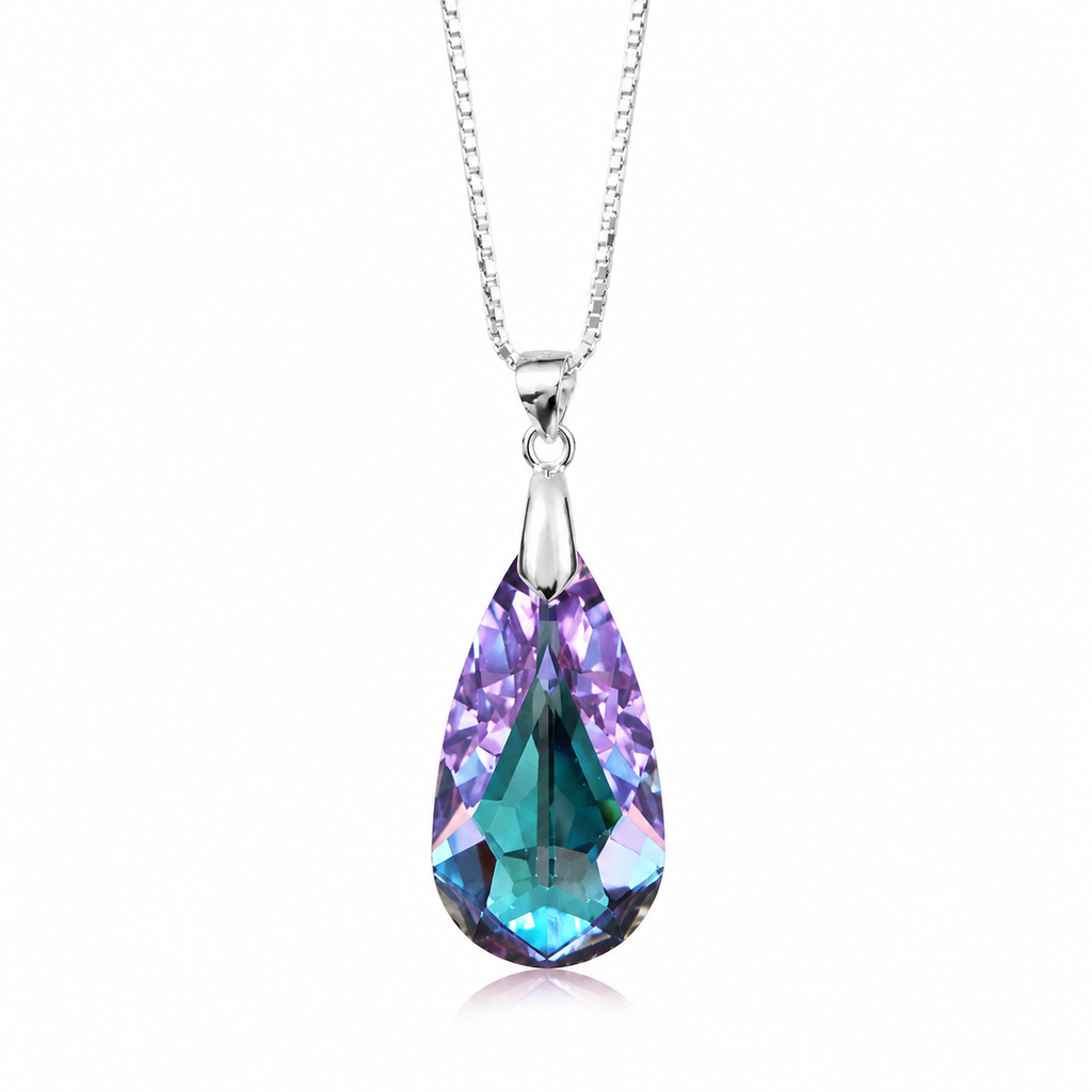 Collar Premium lágrima de cristal plata 925 con caja de regalo