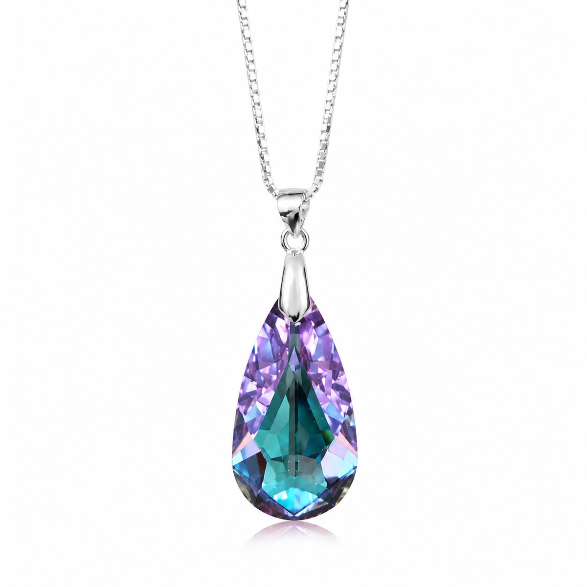 Collar Premium lágrima de cristal plata 925 con caja de regalo
