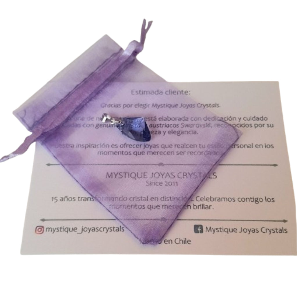 Dije cristal tanzanite 18mm y plata 925