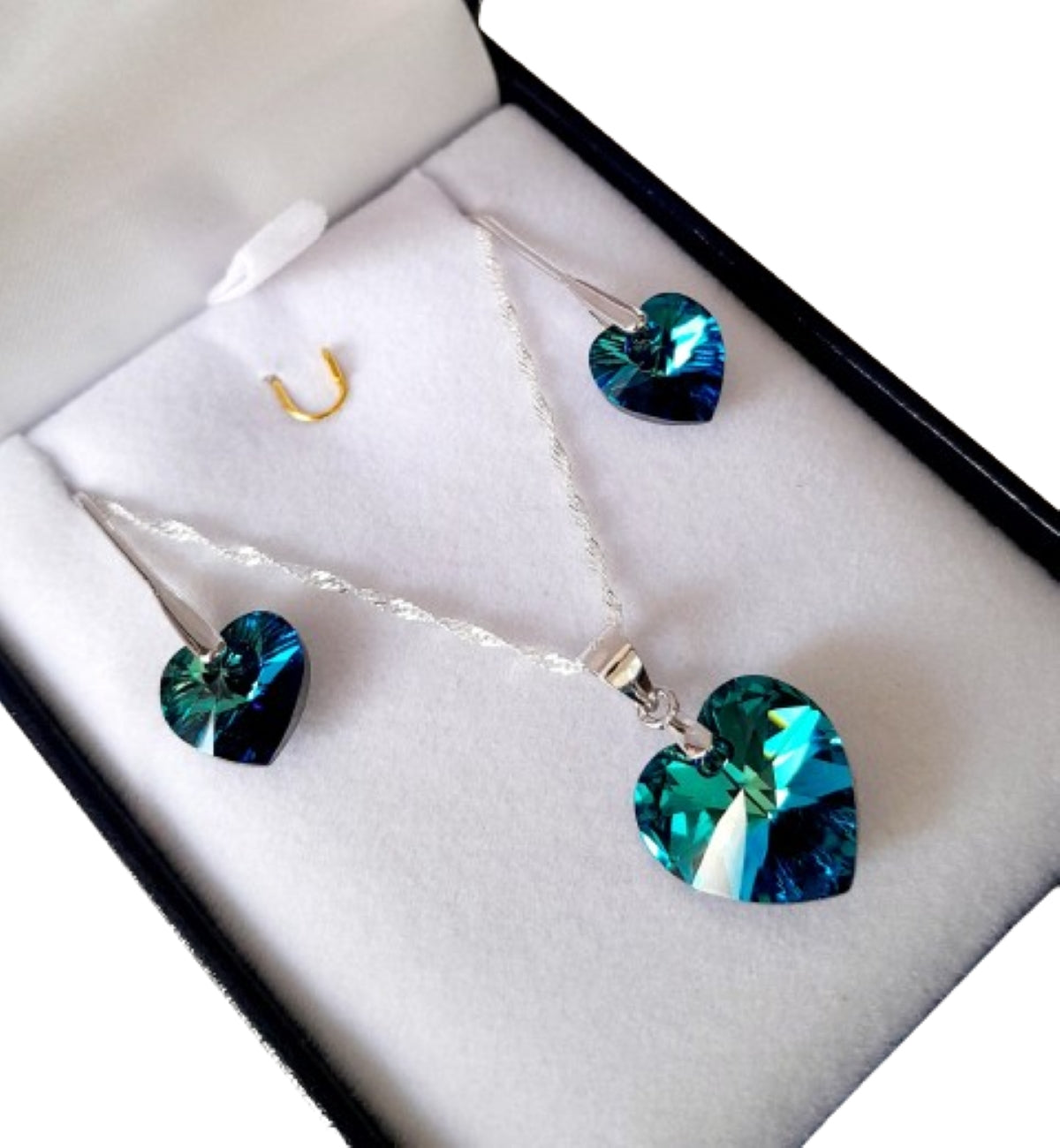 Conjunto de corazón titanic aros y collar de plata 925 regalo