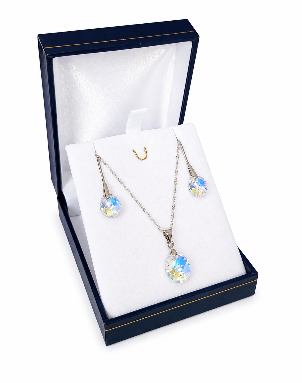 Conjunto de óvalo aros y collar de plata 925