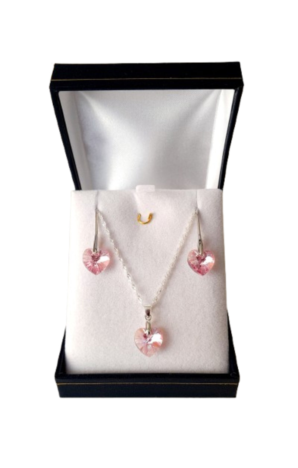 Conjunto corazón romantic rose plata 925 y cristal austriaco