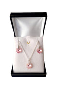 Conjunto corazón romantic rose plata 925 y cristal austriaco