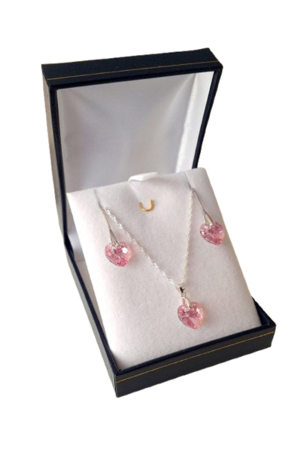 Conjunto corazón romantic rose plata 925 y cristal austriaco