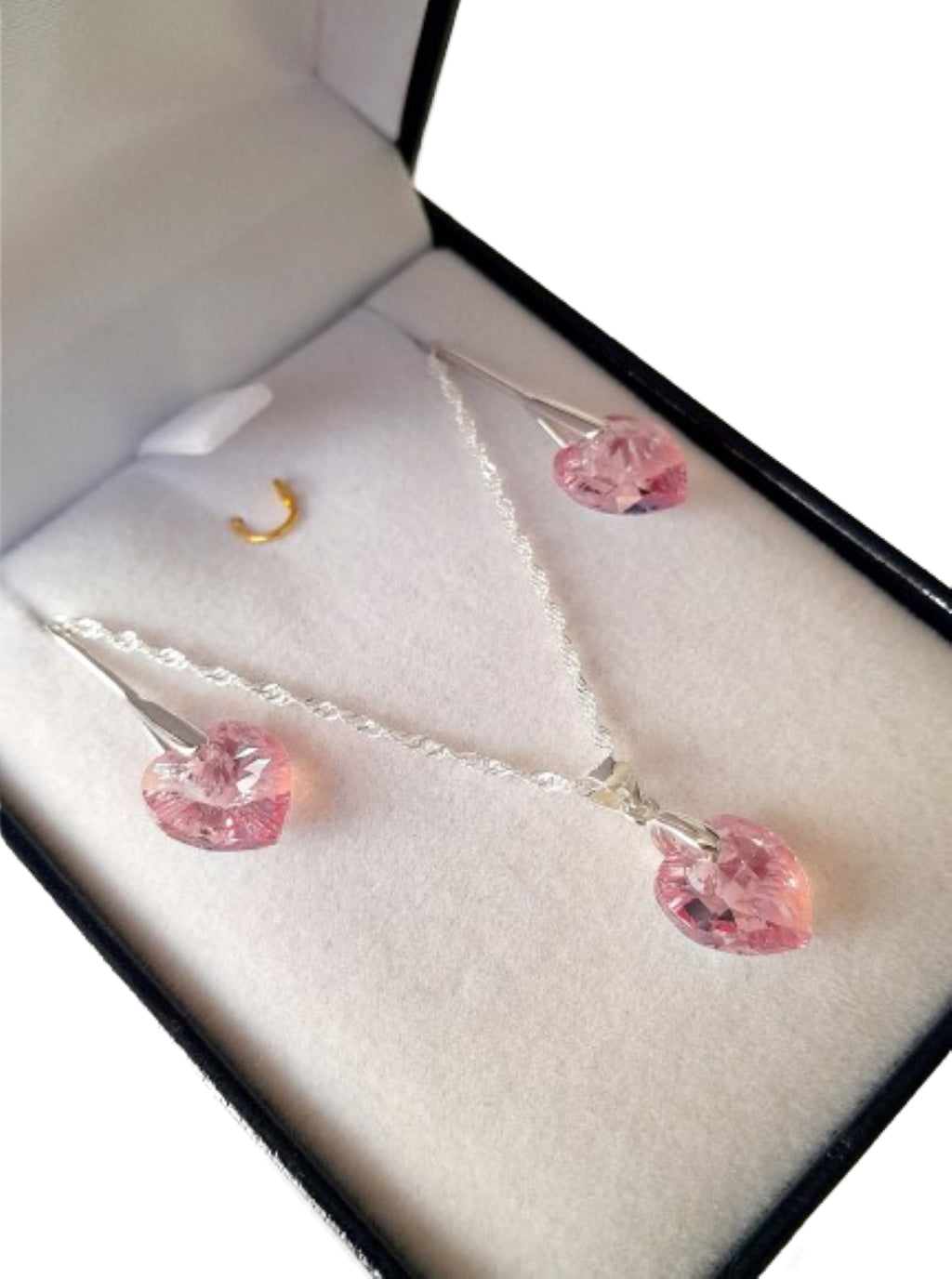 Conjunto corazón romantic rose plata 925 y cristal austriaco