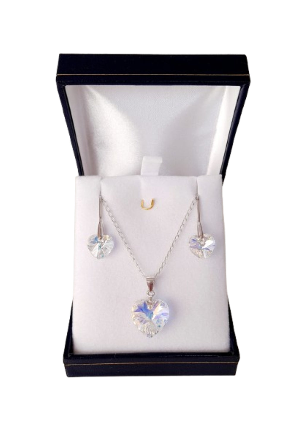 Conjunto de corazón aurora boreal aros y collar de plata 925 regalo