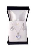 Conjunto de corazón aurora boreal aros y collar de plata 925 regalo