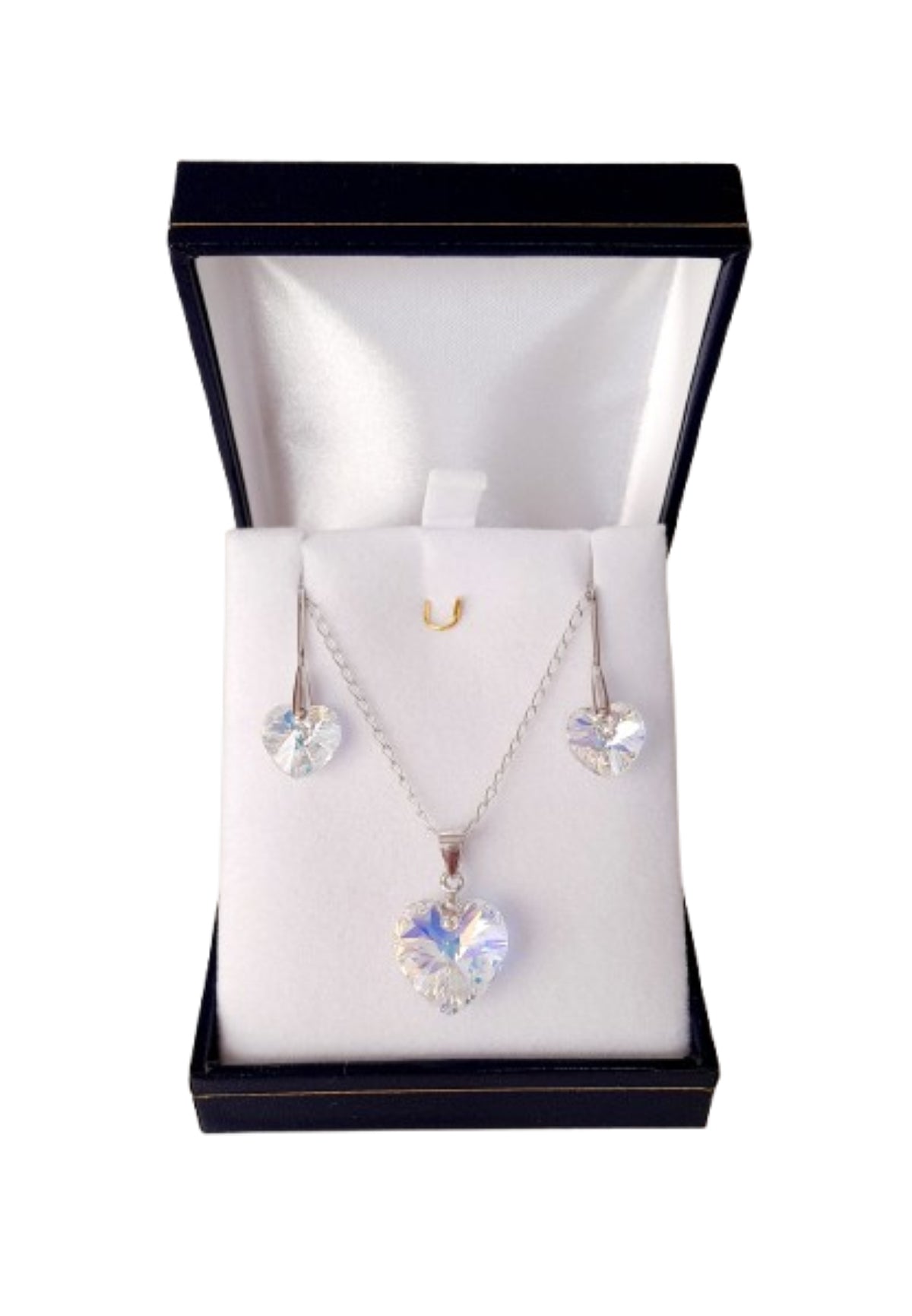 Conjunto de corazón aurora boreal aros y collar de plata 925 regalo