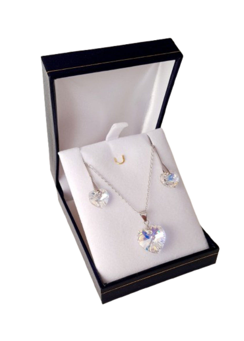 Conjunto de corazón aurora boreal aros y collar de plata 925 regalo