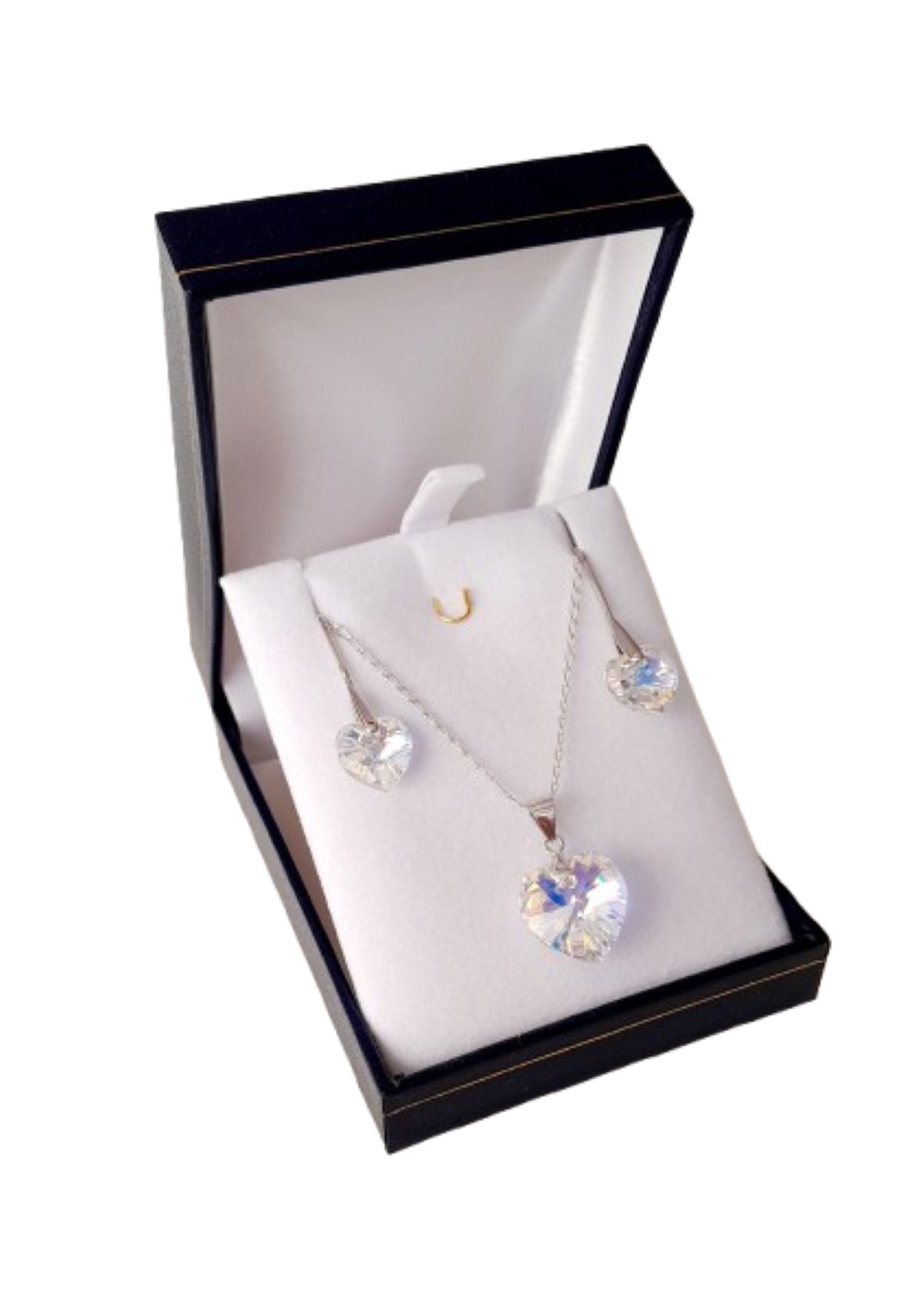 Conjunto de corazón aurora boreal aros y collar de plata 925 regalo